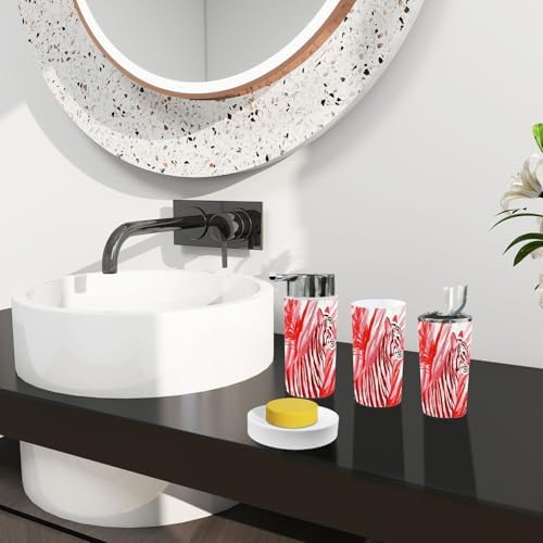 Boho Chalk Stripes Animal Print Bathroom Accessories Set 6 Piece