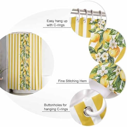 Yellow Lemon Bathroom Set with Shower Curtain Rug and Accessories 1