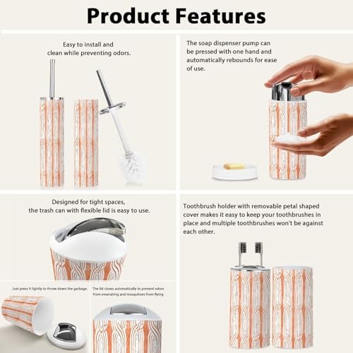 Boho Bathroom Accessory Set 6 Piece Modern Mid Century