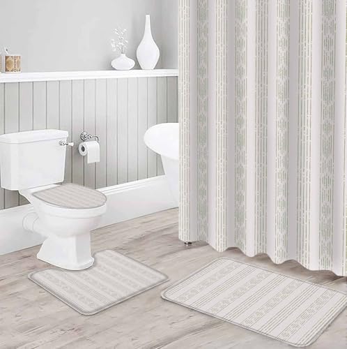 ZOE GARDEN Boho Sage Green Bathroom Set with Curtain Rug and Accessories