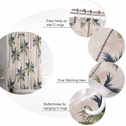 Zoe Garden 72x72 Inch Tropical Palm Tree Bathroom Set