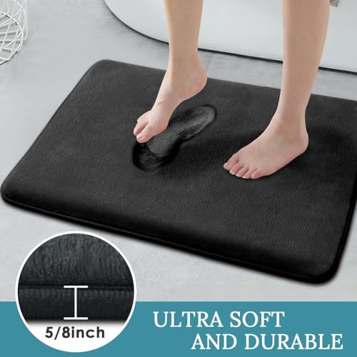 HUXMEYSON 3 Piece Memory Foam Bath Rug Set Black