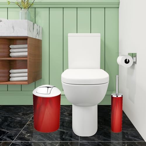 Boho Red Bathroom Accessories Set 6 Piece