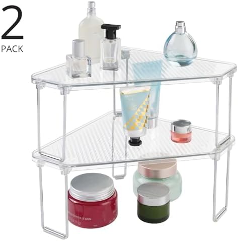 mDesign Corner Stackable Rack 2 Pack Clear