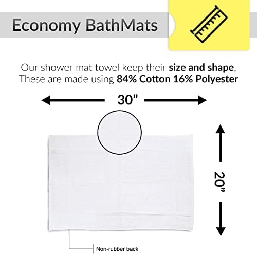 GOLD TEXTILES 12 Pack White Bath Mats 20x30 Inches