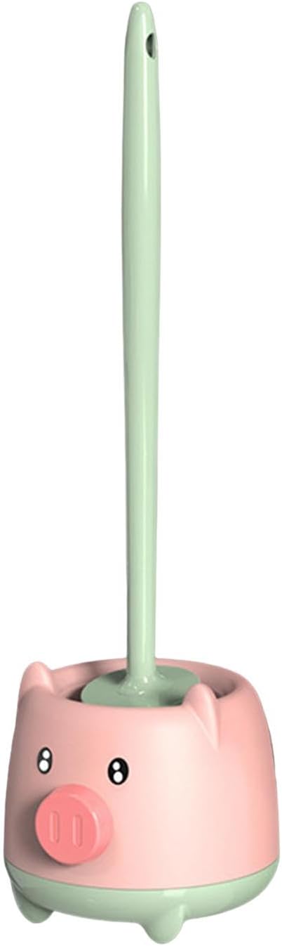 Toilet Brush with Holder Set Hanging Cartoon Design Pink Green