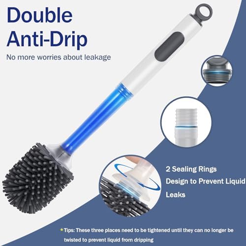 HAMITOR Toilet Brush Holder Set with Silicone Brush