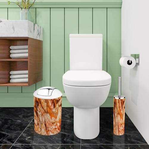 6-Piece Boho Bathroom Accessory Set with Marble Texture