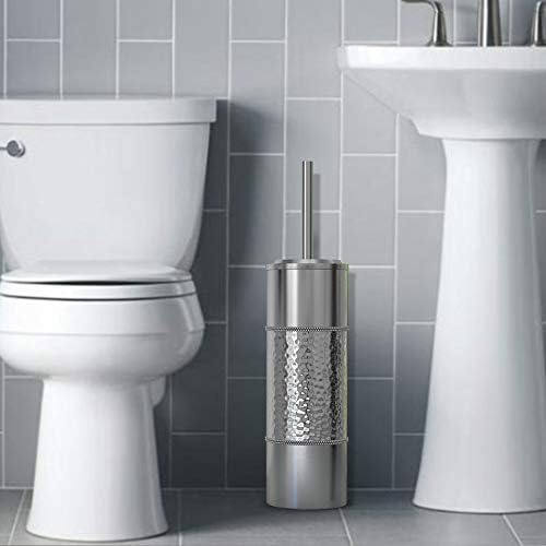 Nu Steel Hammer Detail Toilet Brush with Plastic Liner and Metal Handle