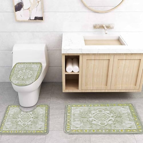 ZOE GARDEN Sage Green Bathroom Set with Curtain Rug and Accessories