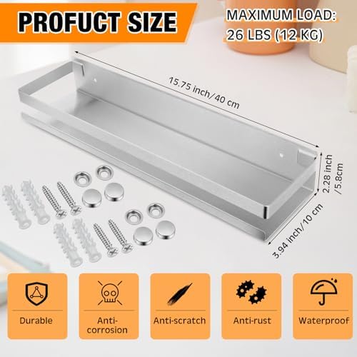 Lallisa 4-Piece Stainless Steel Floating Shelf Organizer