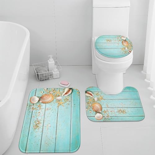 Britimes Beach Seashell Bath Rug Set of 3 1