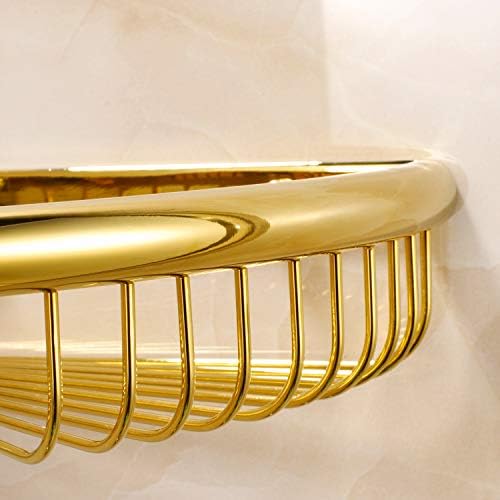 Glossy Brass Shower Caddy with Corner Storage