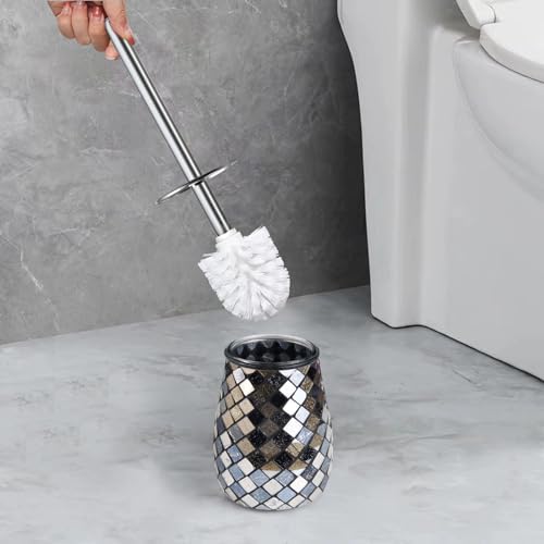 Modern Toilet Brush and Holder Set Black Gold
