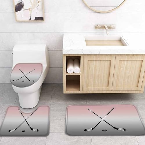 ZOE GARDEN Pink Grey Bathroom Set with Shower Curtain Rug and Accessories