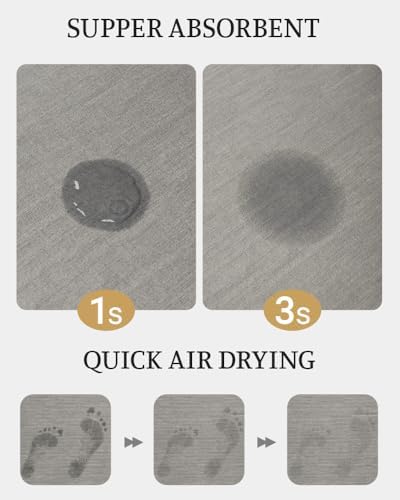 Mecko Light Grey Bath Mat Rug 16x24 Non-Slip Quick Dry Absorbent