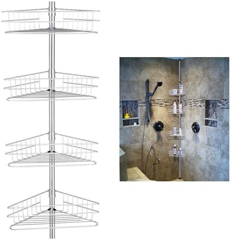 YINZINR Corner Shower Caddy with 4 Layers and Towel Bar