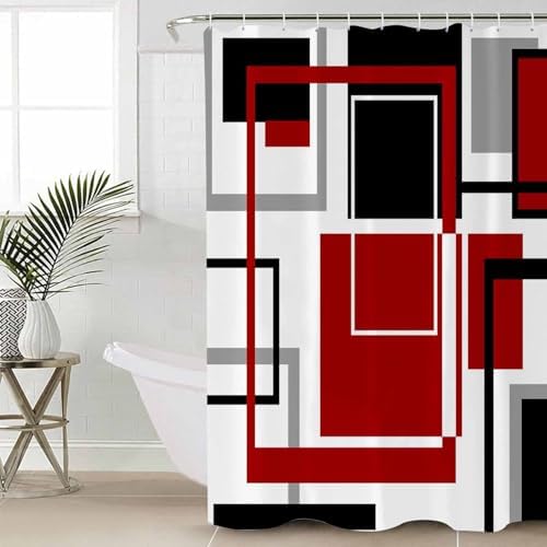 ZOE GARDEN Red Bathroom Set with Curtain Rug and Accessories