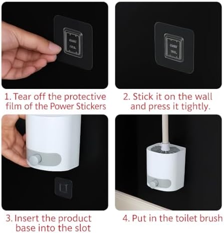 Silicone Toilet Brush with Holder - No-Drill Mount Ventilated Design