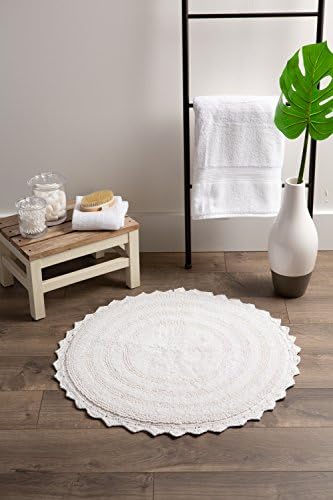 DII Crochet Bath Mat Reversible Round 275 Inch White 1