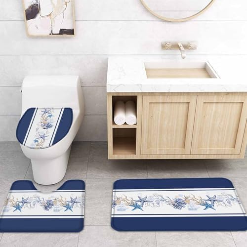 ZOE GARDEN Coastal Navy Bathroom Set with Rug and Accessories