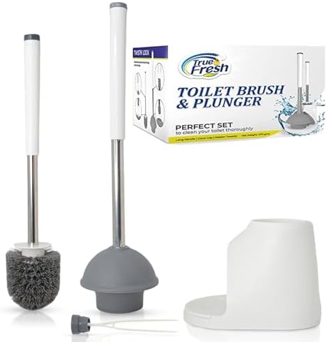 True Fresh Toilet Brush and Plunger Set with Holder Caddy