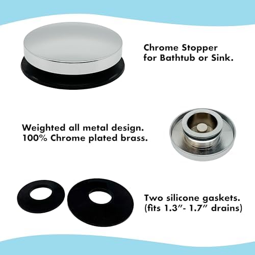 DrainFunnel Chrome Bathtub Stopper for 13-17 Drains