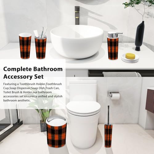 Boho Plaid Bathroom Accessory Set 6 Piece