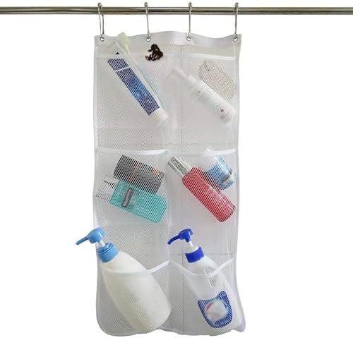 Quick Dry Mesh Shower Organizer with 6 Pockets and 4 Hooks