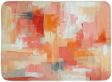 Ambesonne Peach Bath Mat - Rectangle Grunge Art Design