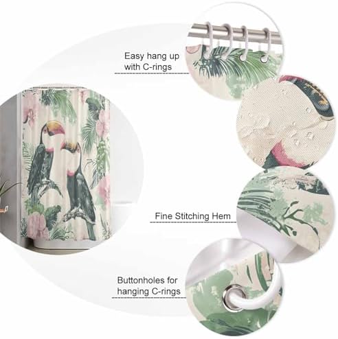 ZOE GARDEN Summer Parrot Bath Set with Curtain and Rug