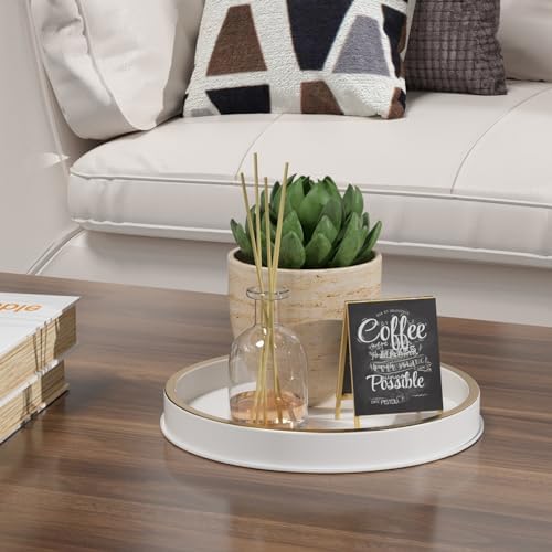 HGF 10 Inch White Brushed Gold Bathroom Tray