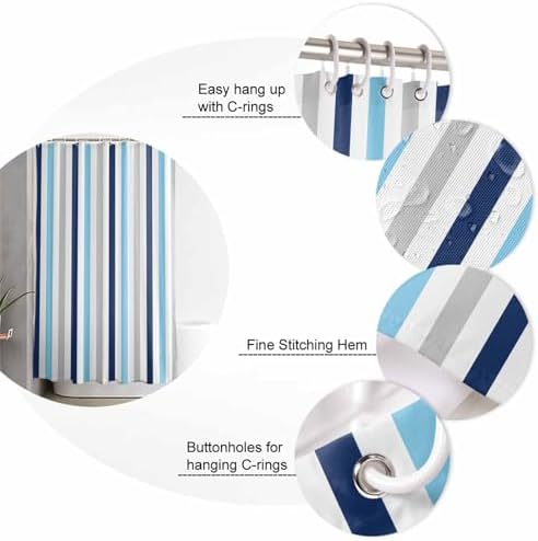 ZOE GARDEN Navy Blue Stripe Bathroom Set