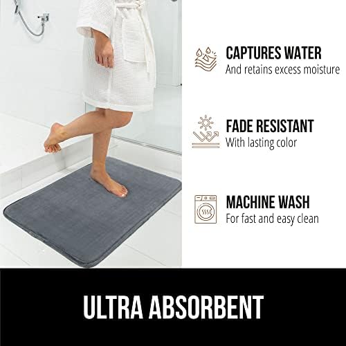 Gorilla Grip Velvet Bath Rug with Dots Graphite Gray 24x17