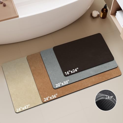 TYUU Black Bath Mat - Non Slip Quick Dry 16x24 Inches