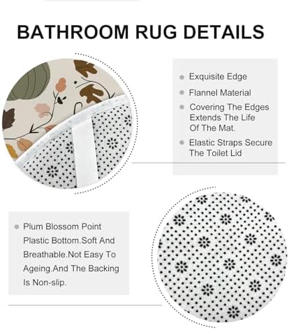 4PCS Fall Cream Pumpkin Bathroom Set with Non-Slip Rug and U Shape