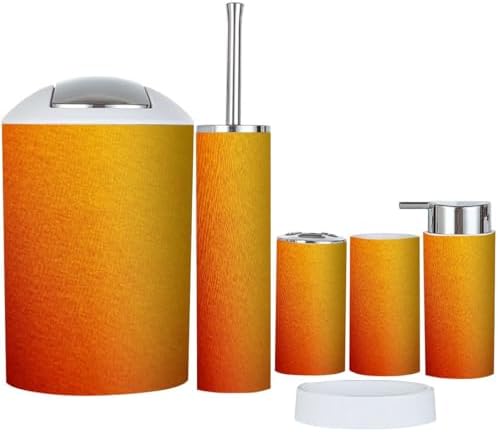 Boho 6-Piece Bathroom Accessory Set in Yellow Orange Brown