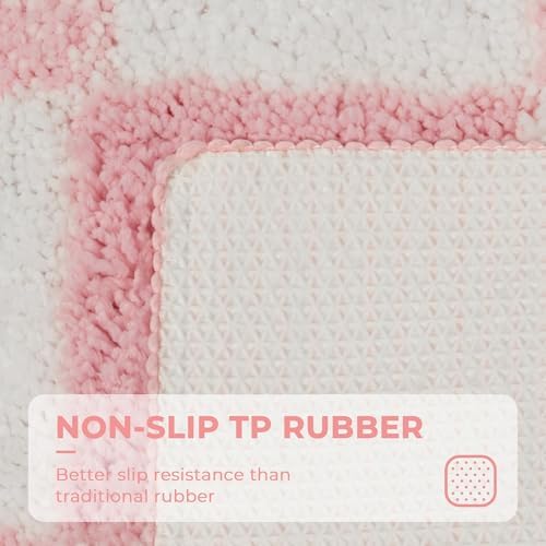 GRANNY SAYS Checkered Pink Bath Rug 24x16