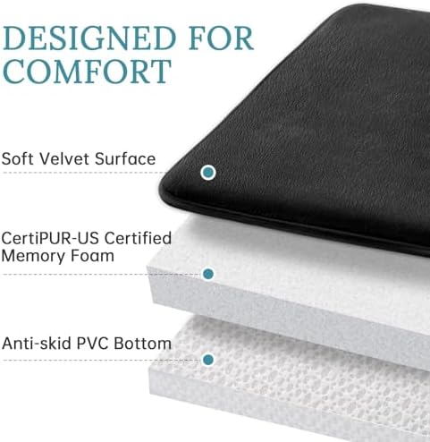 HUXMEYSON 3 Piece Memory Foam Bath Rug Set Black