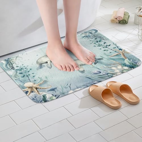 Erosebridal Teal Blue Bath Rug for Girls