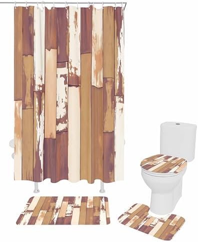ZOE GARDEN Orange Bathroom Set with Curtain Rug and Hooks