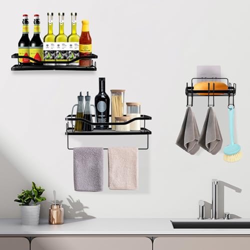 Shower Caddy Organizer Rack 4 Pack Adhesive Black