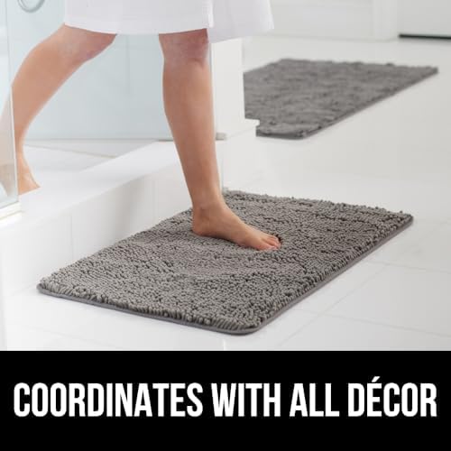 Gorilla Grip Thick Chenille Bath Rug 60x17 Grey