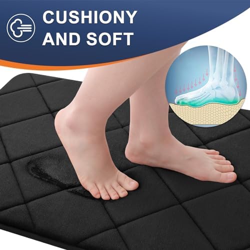 OLANLY Memory Foam Bath Mat 30x20 Black 1