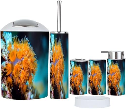 Boho Coral Bathroom Accessory Set 6 Piece