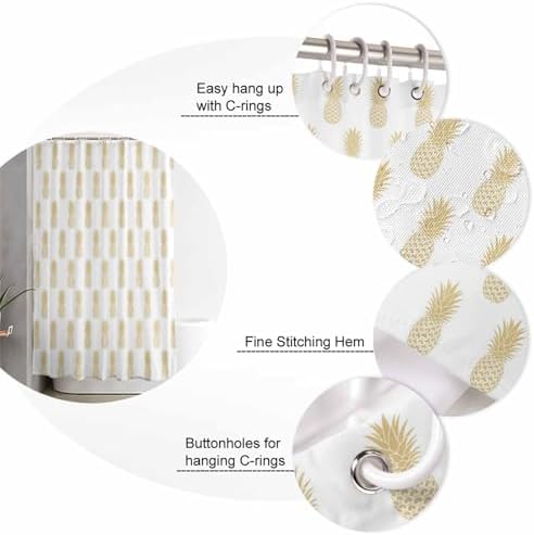 Yellow Pineapple Bathroom Set with Curtain Rug and Accessories
