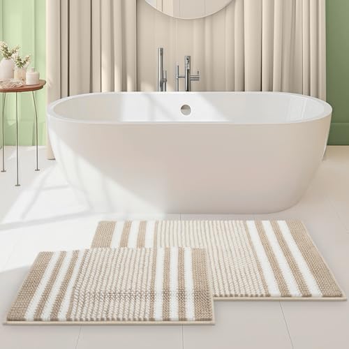 Tindbea Starryle Bath Rug Set 2 Piece Khaki