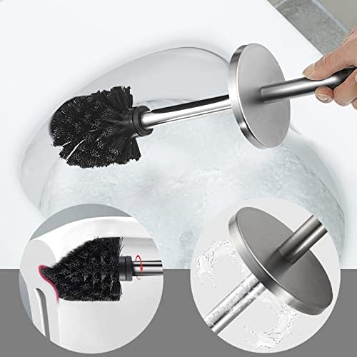 TINYROW Toilet Brush with Holder Brushed Nickel Wall Mounted