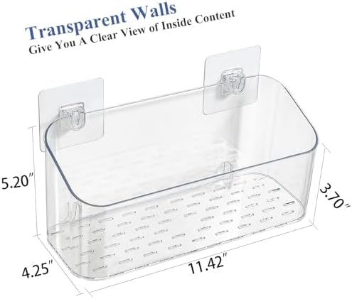 Eunion Adhesive Shower Caddy with Large Capacity and Clear Design