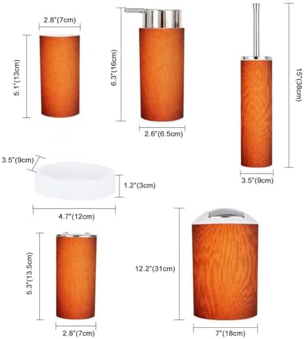 Boho Bright Orange Bathroom Accessory Set 6 Piece